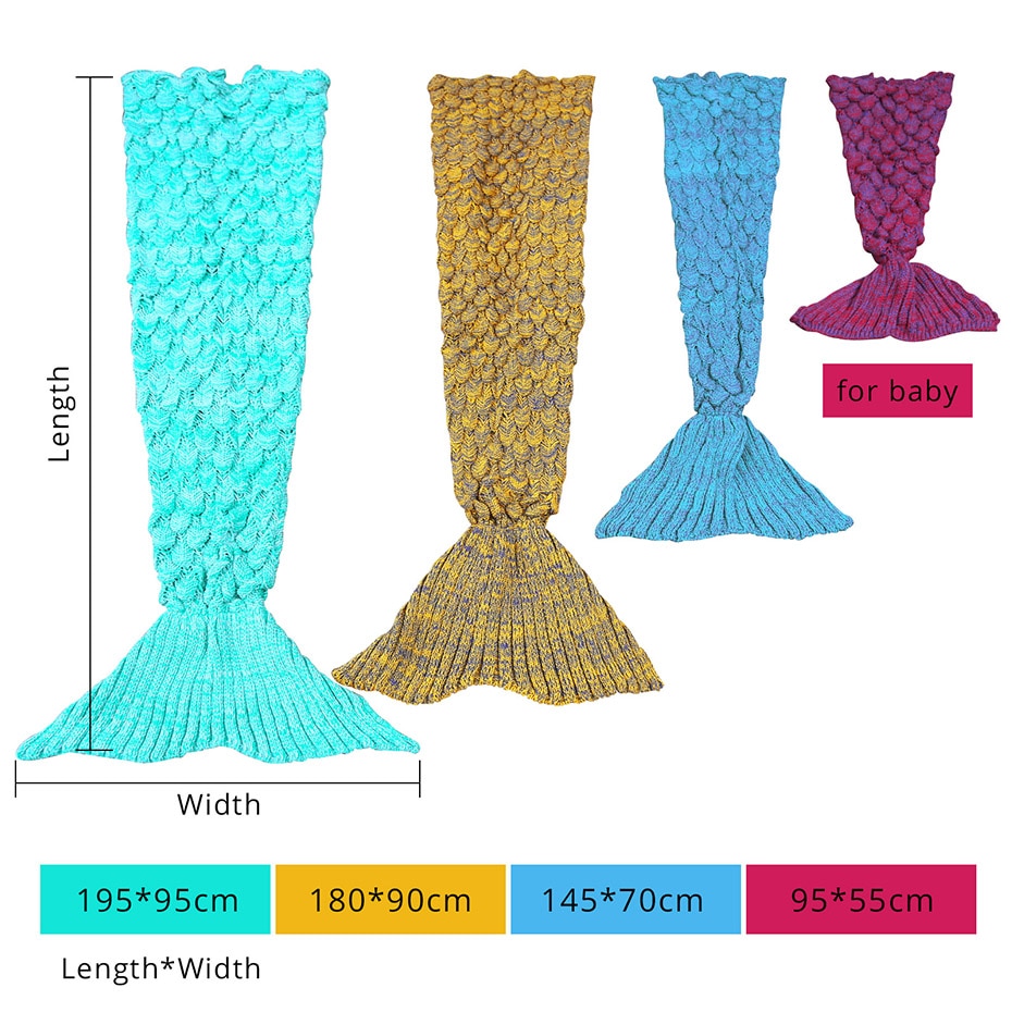 VIP LINK ISINOTEX Soft Knitted Mermaid Tail Blanket Crochet Handmade Sleeping Bag for Kids Adult Best Birthday Christmas Gift